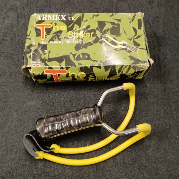 Vintage Armex Striker catapult for outdoor shooting sports.