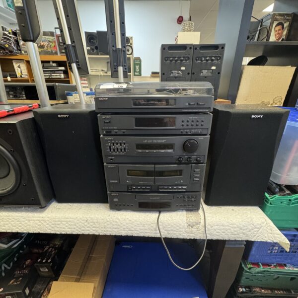 Black Sony LBT-D117 HiFi system with speakers and central unit.