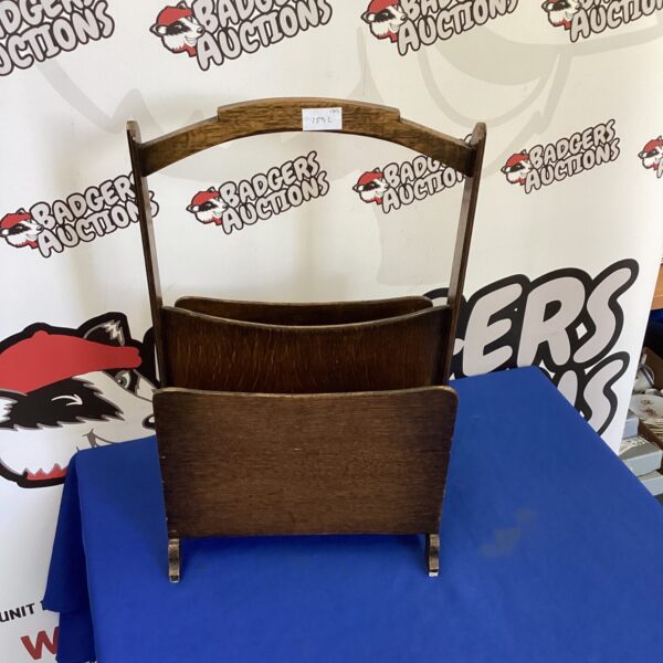 Vintage mahogany magazine rack for home decor and storage.
