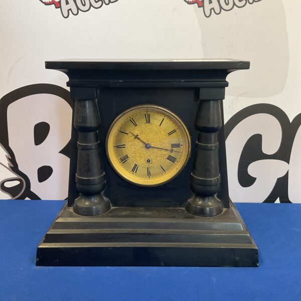 Victorian slate mantle clock by Webster of Cornhill, London.