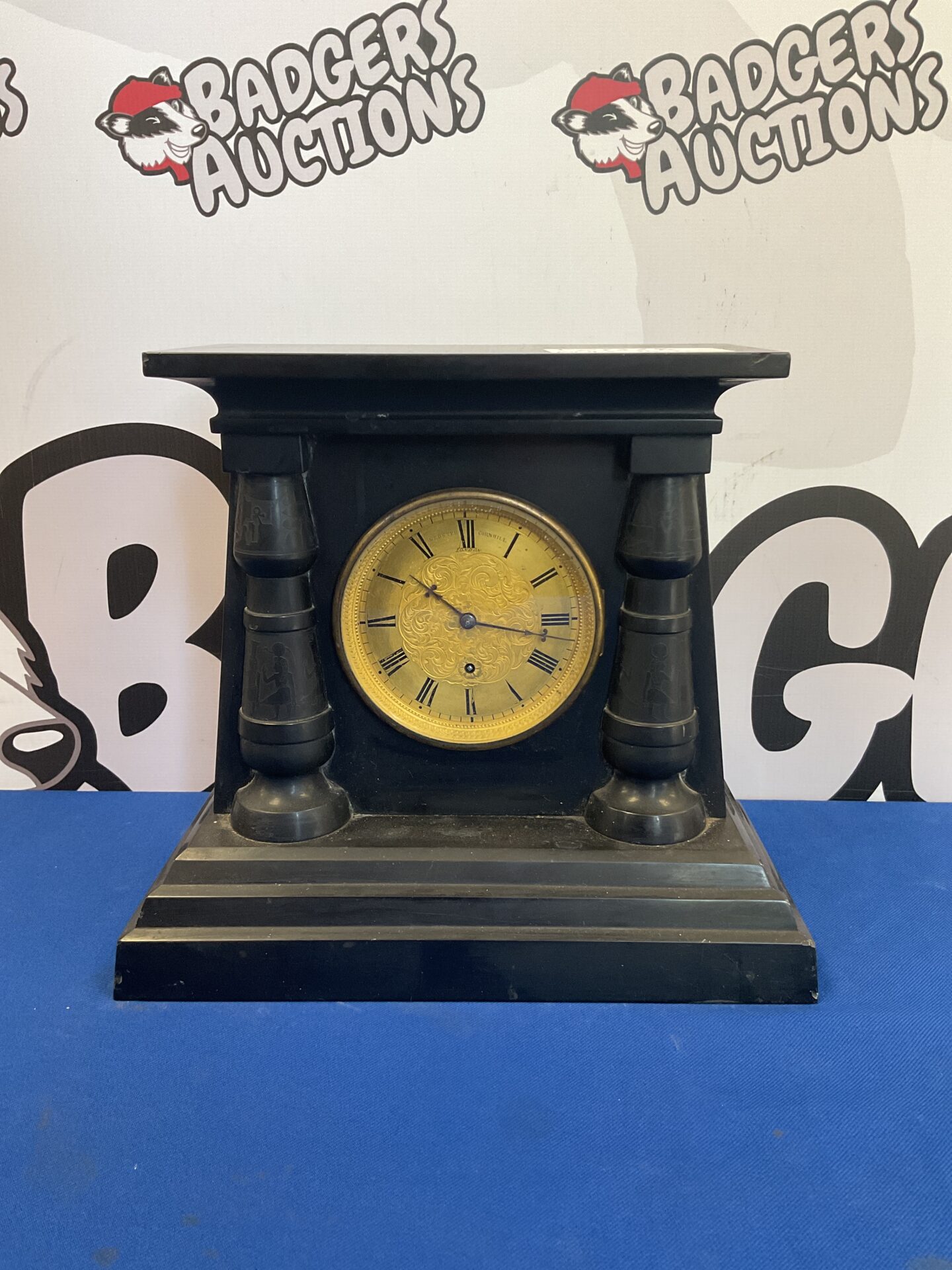 024 Victorian Webster cornhill london fusee slate mantle clock