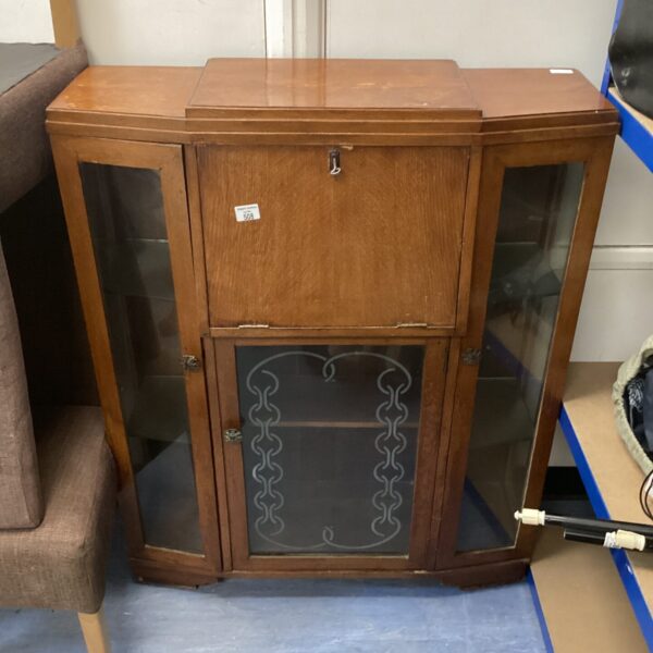 Vintage 1930s mahogany display cabinet with glass front.
