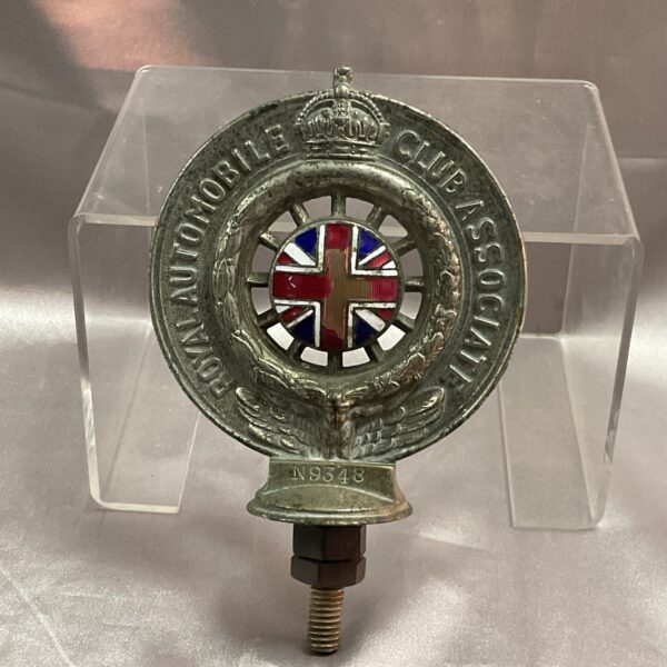 Vintage RAC car badge with Union Jack, number N9548.