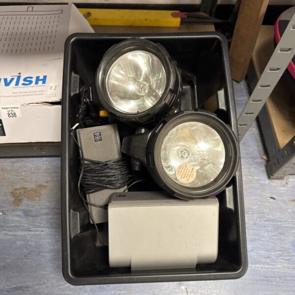 Yamaha PC speakers and flashlights in a mixed lot.