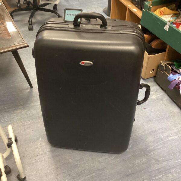 Black Densley wheeled suitcase with extendable handle, ready for travel.