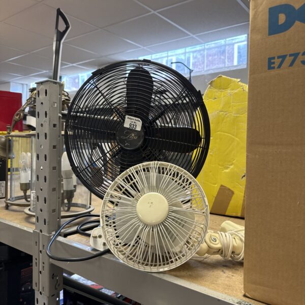 Vintage Lica desk fan with Homebase bench clamp for desks.