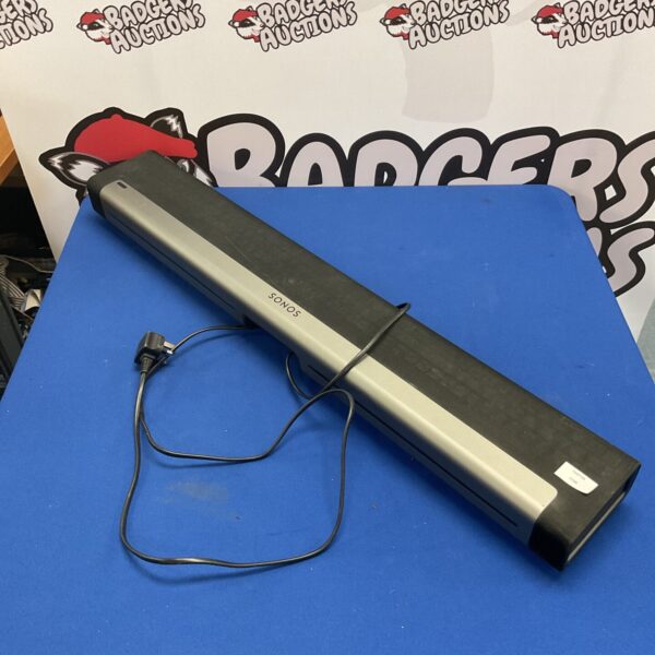 Front view of a black Sonos Playbar soundbar.
