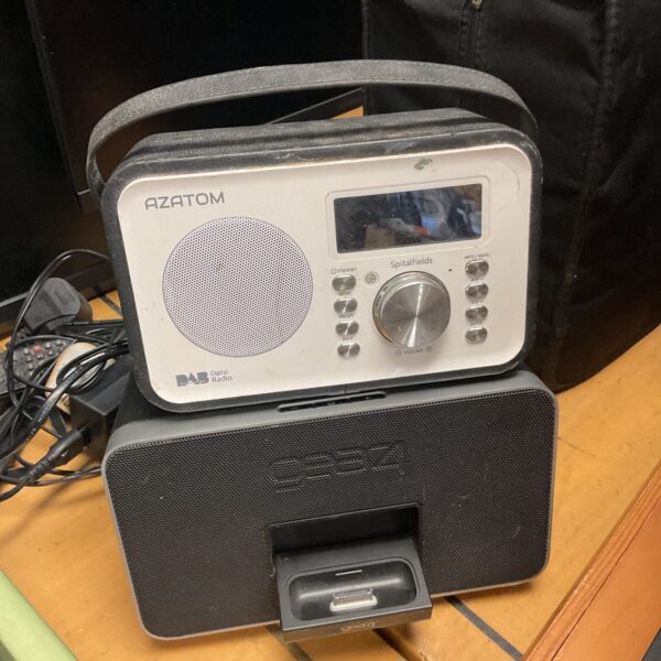 Azatom DAB radio with iPod docking station, portable digital radio.