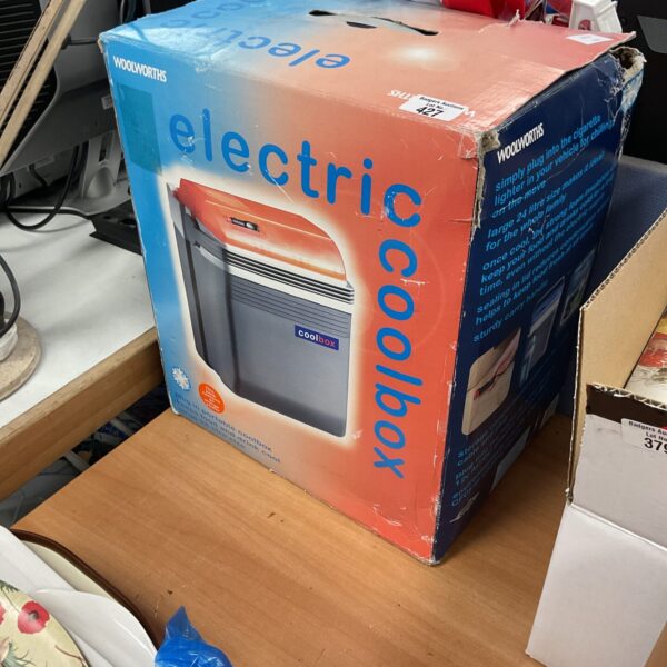 Vintage Woolworths electric coolbox, front view.