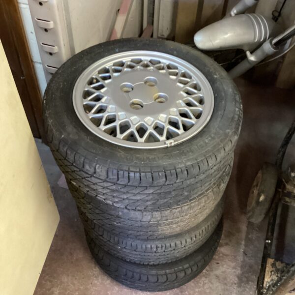 MG Metro alloy wheel with Pirelli P600 tyre, classic car part.