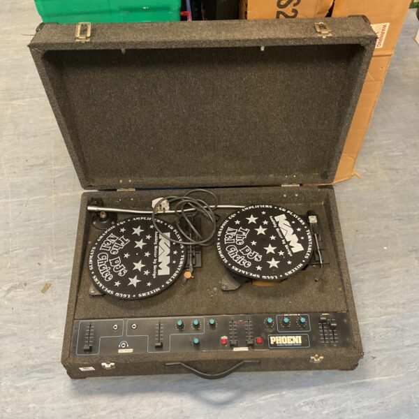 Vintage Phoenix Stereo DJ turntable console with integrated mixer.