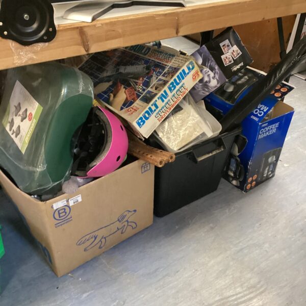 Mixed lot of house clearance items including Bolt N Build and coffee maker.