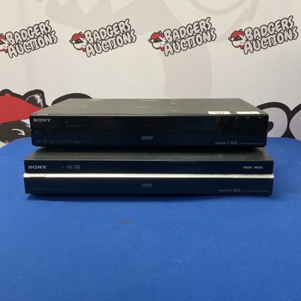 Front view of two Sony HD DVD recorders for home entertainment.