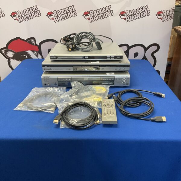 Lot of three DVD players including Philips, Panasonic, and Sony.