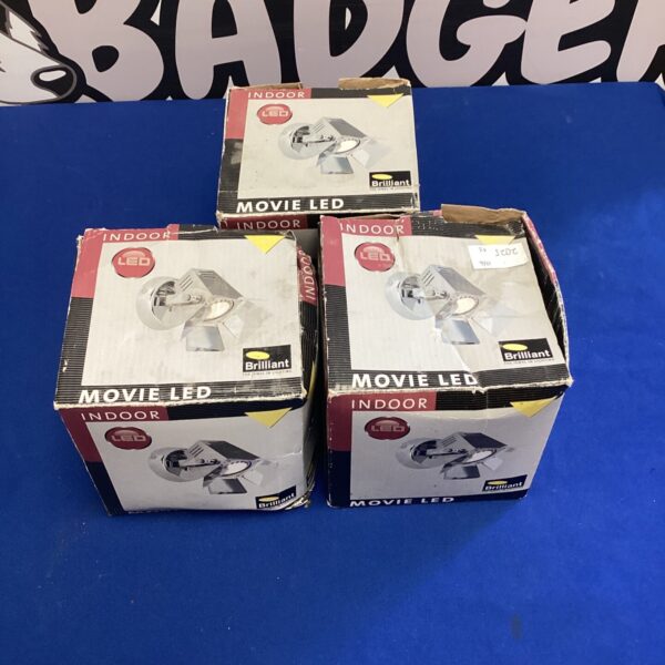 Two indoor movie LED spotlights for directional lighting.