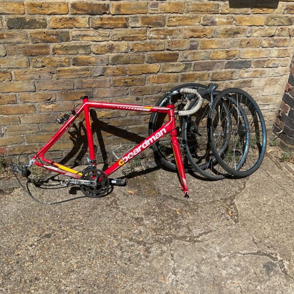 Boardman Dynamic Ride Concept bike frame with three wheels.