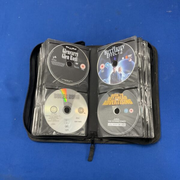 Zipped case containing a DVD collection of assorted films.
