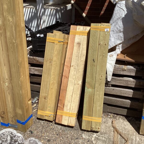 Three bundles of 3’6” timber stacked and ready for use.
