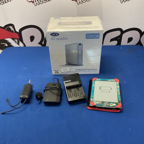 Lacie d2 Quadra 320GB external hard drive for portable data storage.