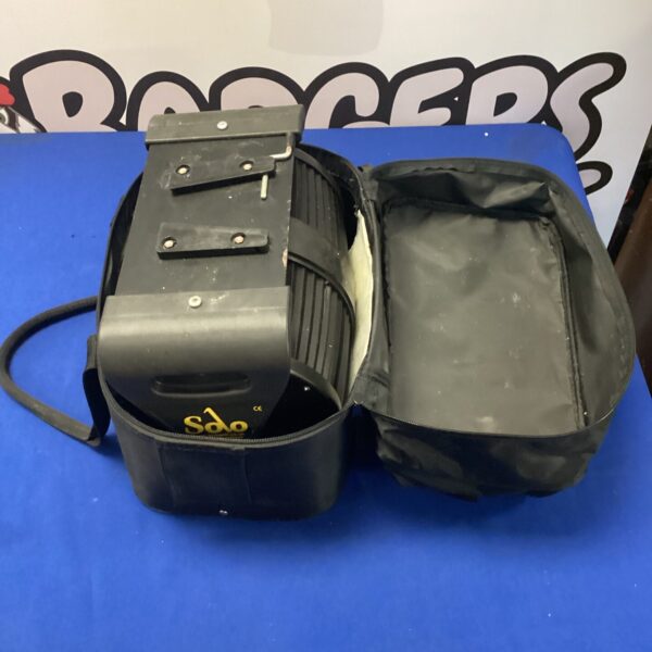 Close-up of the electric golf trolley roller unit.