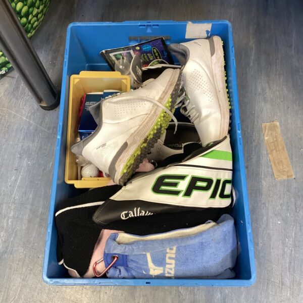 Golf shoes and gear lot including Under Armour and contour fit footwear.
