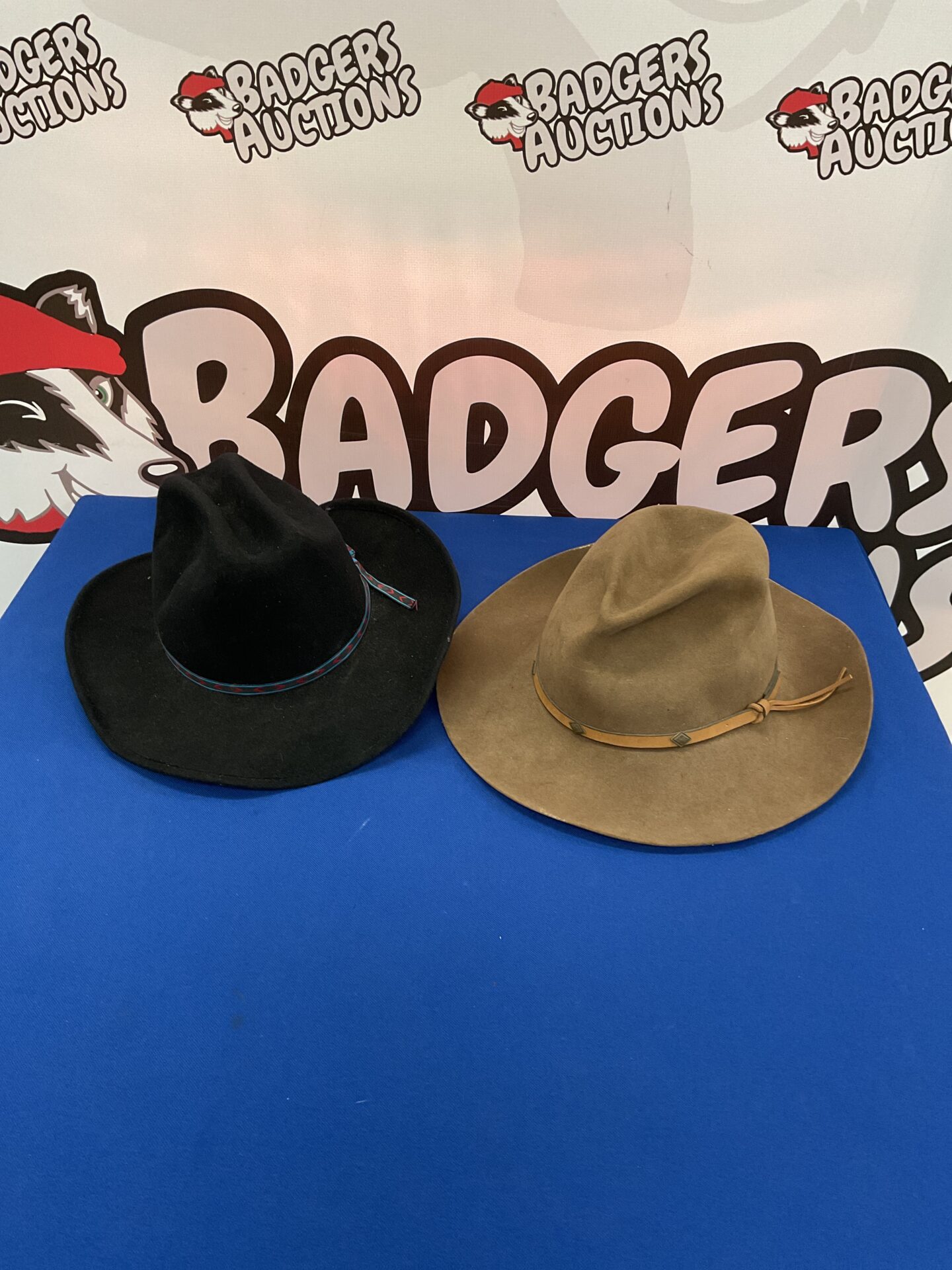 796 Two Cowboy hats inc beaver brand