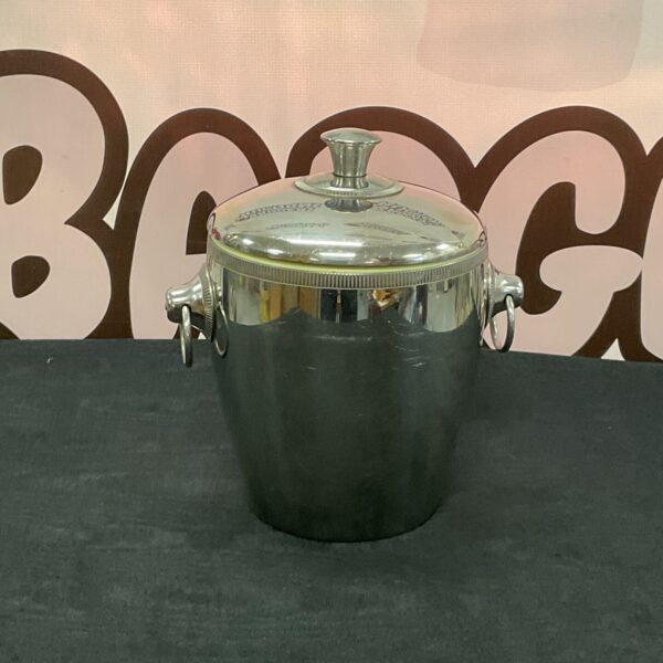 Vintage Letange Remy stainless steel ice bucket with handles and lid.