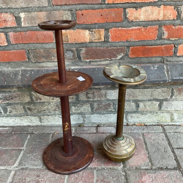 Pair of vintage pedestal ashtrays, classic gentleman's club style.