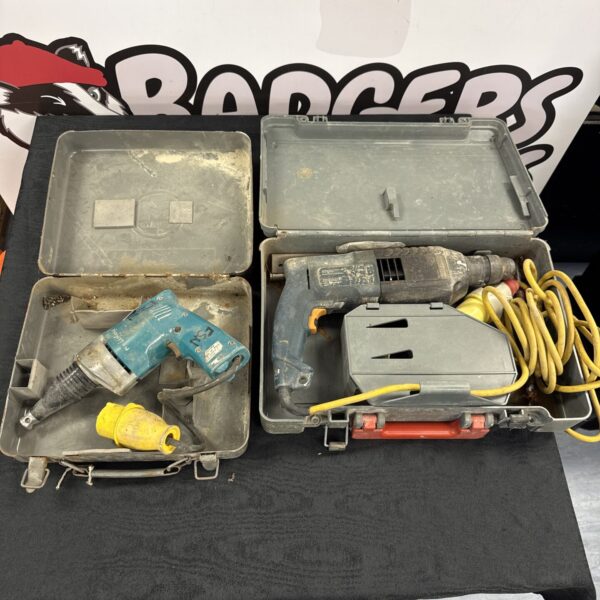 Vintage Bosch drill and Makita screwdriver set, untested.