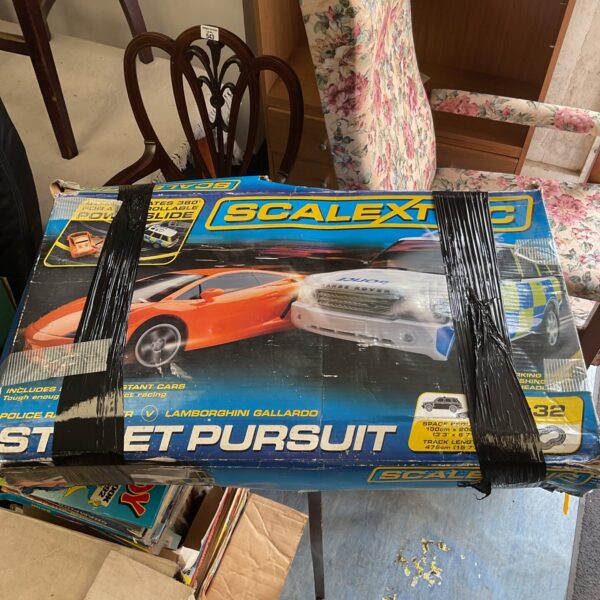 Scalextric Street Pursuit set box, vintage racing game.