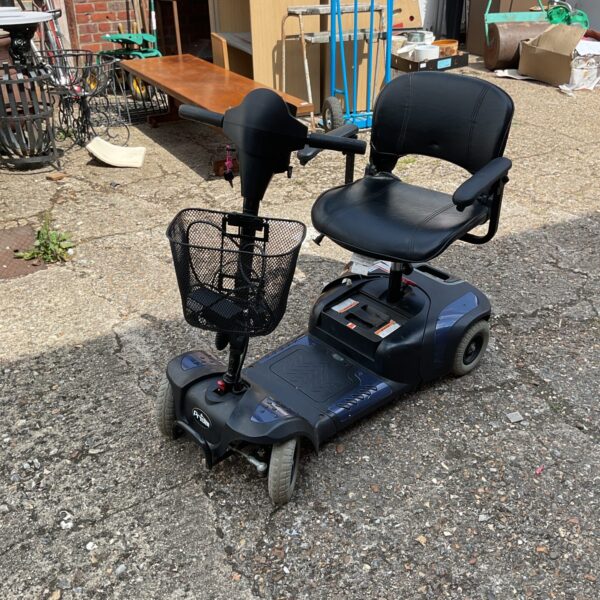 Blue Prism HX5 mobility scooter with basket and seat.