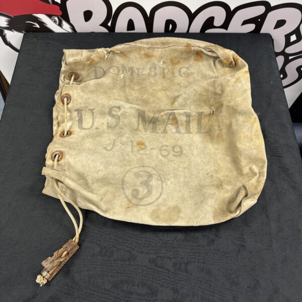 Vintage 1969 US Mail canvas bag for collectors.