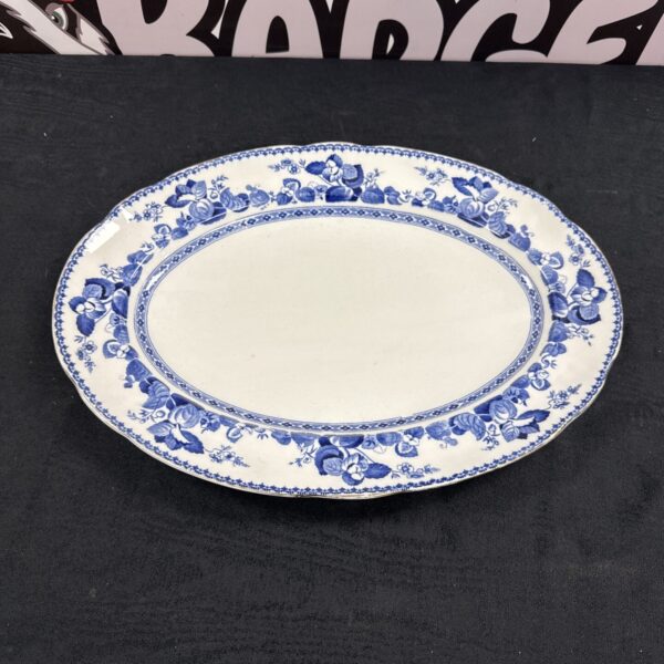 Vintage Veronica serving plate with blue and white floral design.