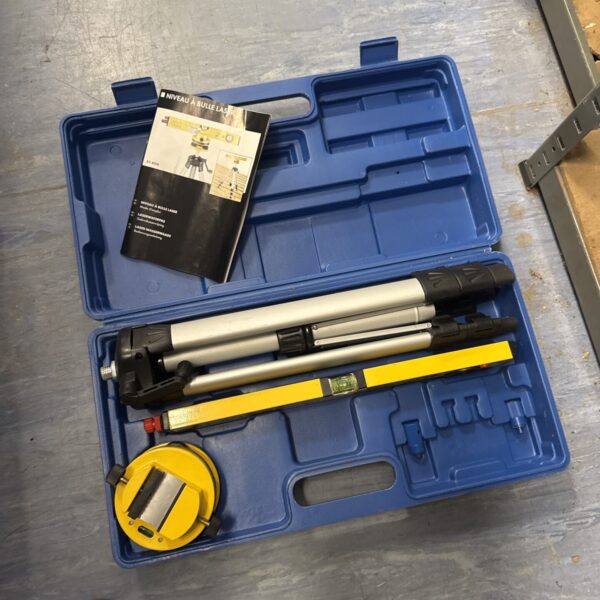 Powerfix laser level set with tripod and carrying case.