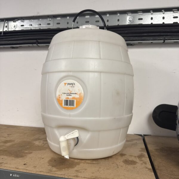 Youngs Brew 5-gallon pressure barrel for homebrewing.