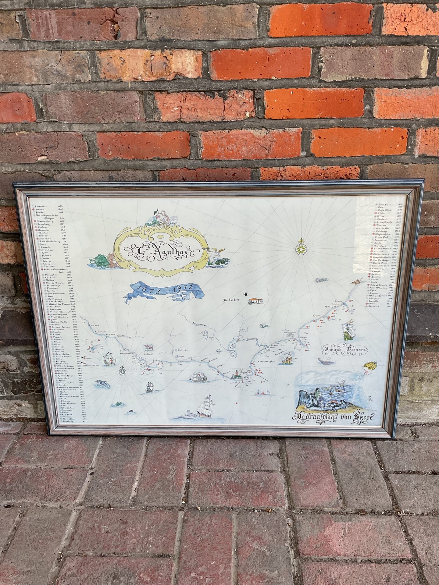 003 Agulhas begraafplaas van skepe framed sunken ship graveyard map