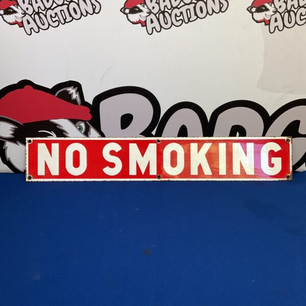 Vintage American Cleveland enamel no smoking sign.