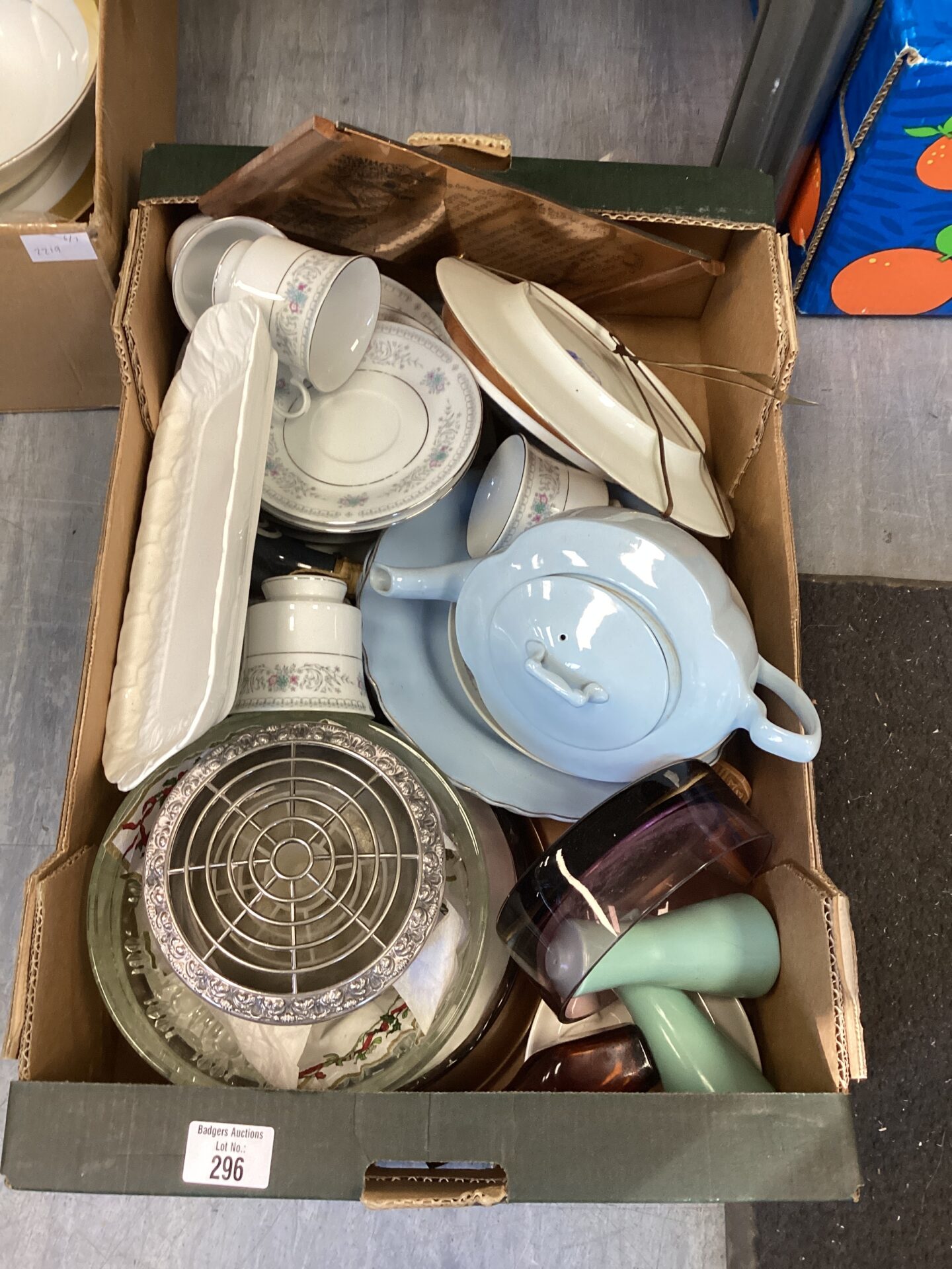 307 Box of mixed china and other items inc Rose Bowl