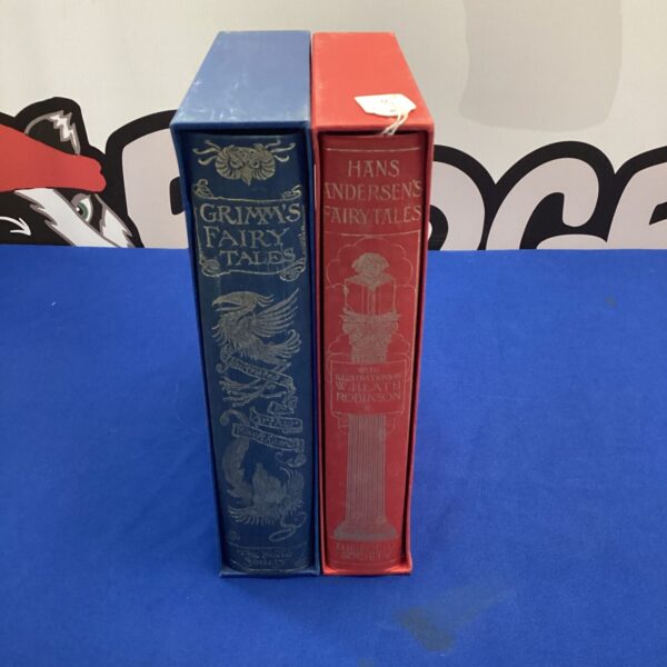 Folio Society books, Grimm’s Tales and Hans Andersen’s Fairy Tales, illustrated editions.