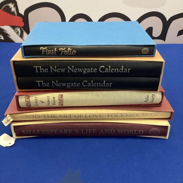 Folio Society book collection including a First Folio edition.
