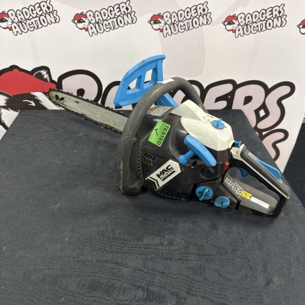 Used Mac Allister petrol chainsaw for garden maintenance and DIY projects.