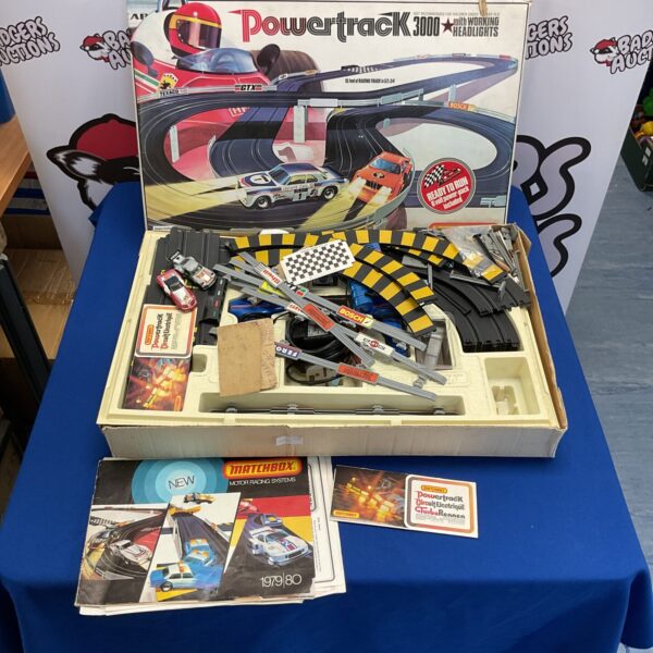 Vintage Matchbox PowerTrack 3000 race track set in original packaging.