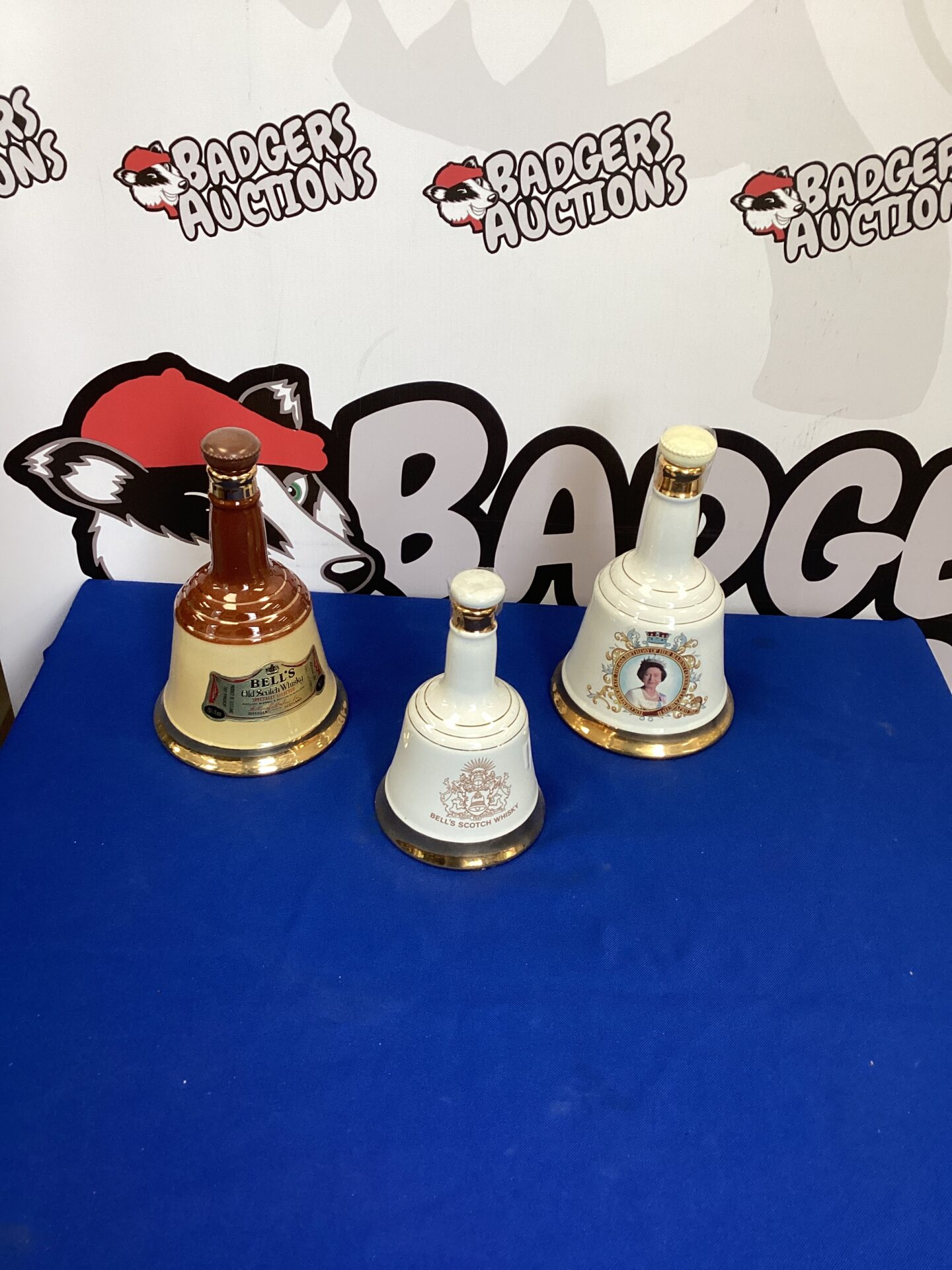 236 Three empty Bells porcelain Whisky Bells