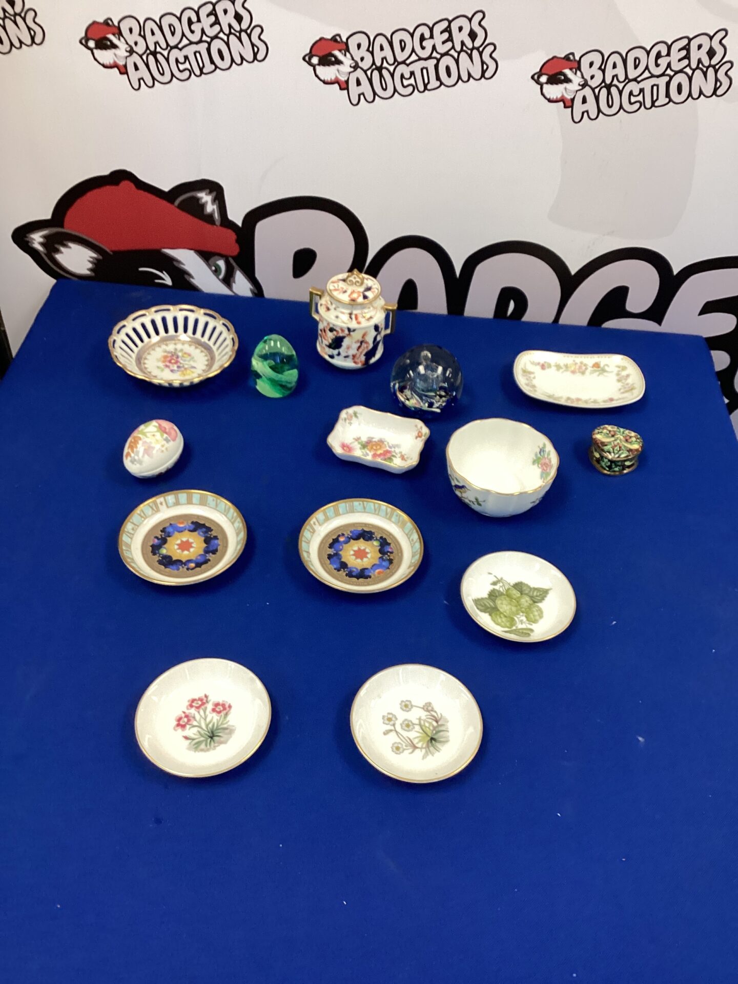 300 Box of mixed China items inc Aynsley and Glass Paperweights