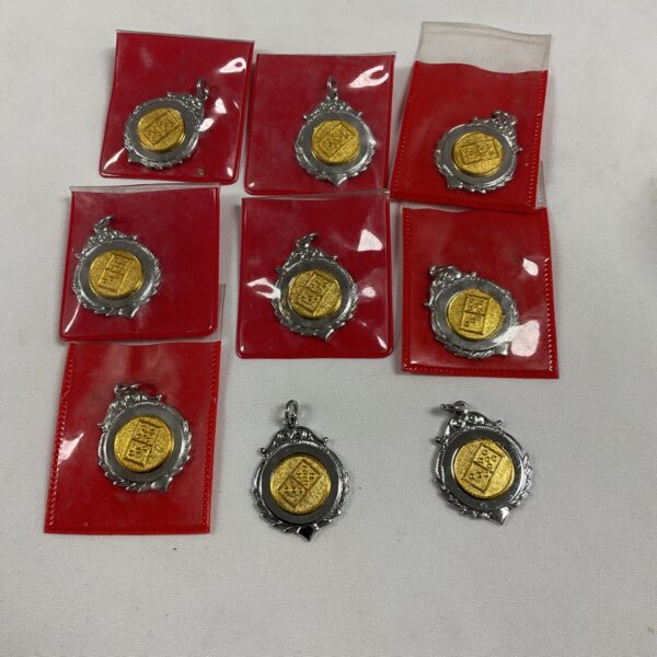 Tray of new dominoes medals for collectors.