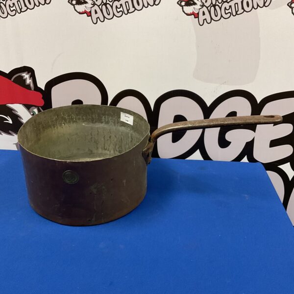 Vintage L Jaeggi & Sons coppersmith copper pan with patina.