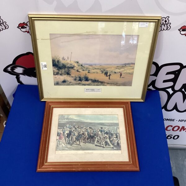 Vintage 1907 Rye Links golf print in a simple frame.