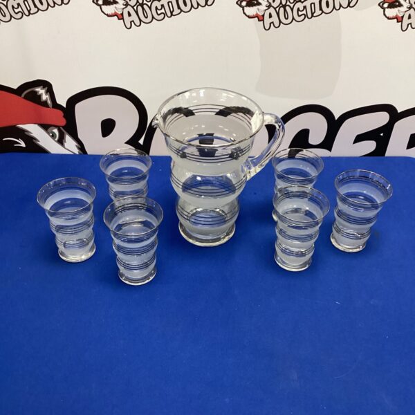 Vintage Art Deco drinks set with pitcher and glasses.