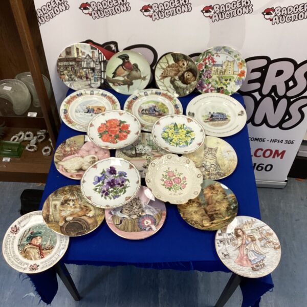 Large collection of vintage Wedgwood and decorative wall plates.