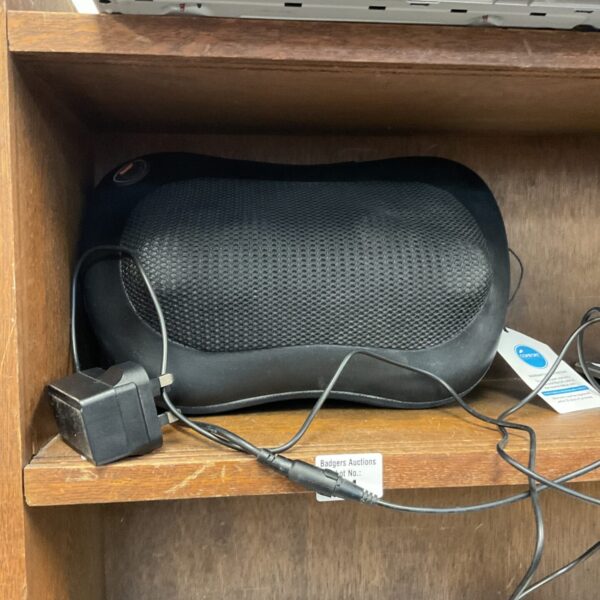 Comfort neck and back massager with power supply for portable relief.